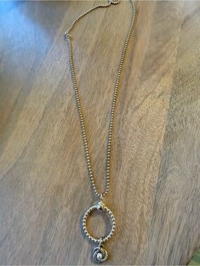 Pandora Silver Circle Pendant Necklace with Charm 24 in